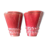 Paire de vases Art Déco céramique rouge sang de bœuf asymétrique