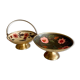 Set of 2 Mid Century brass bowls, enamelled bowl