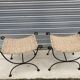 Paire de tabourets, curule  en fer forgé, tressage, chanvre