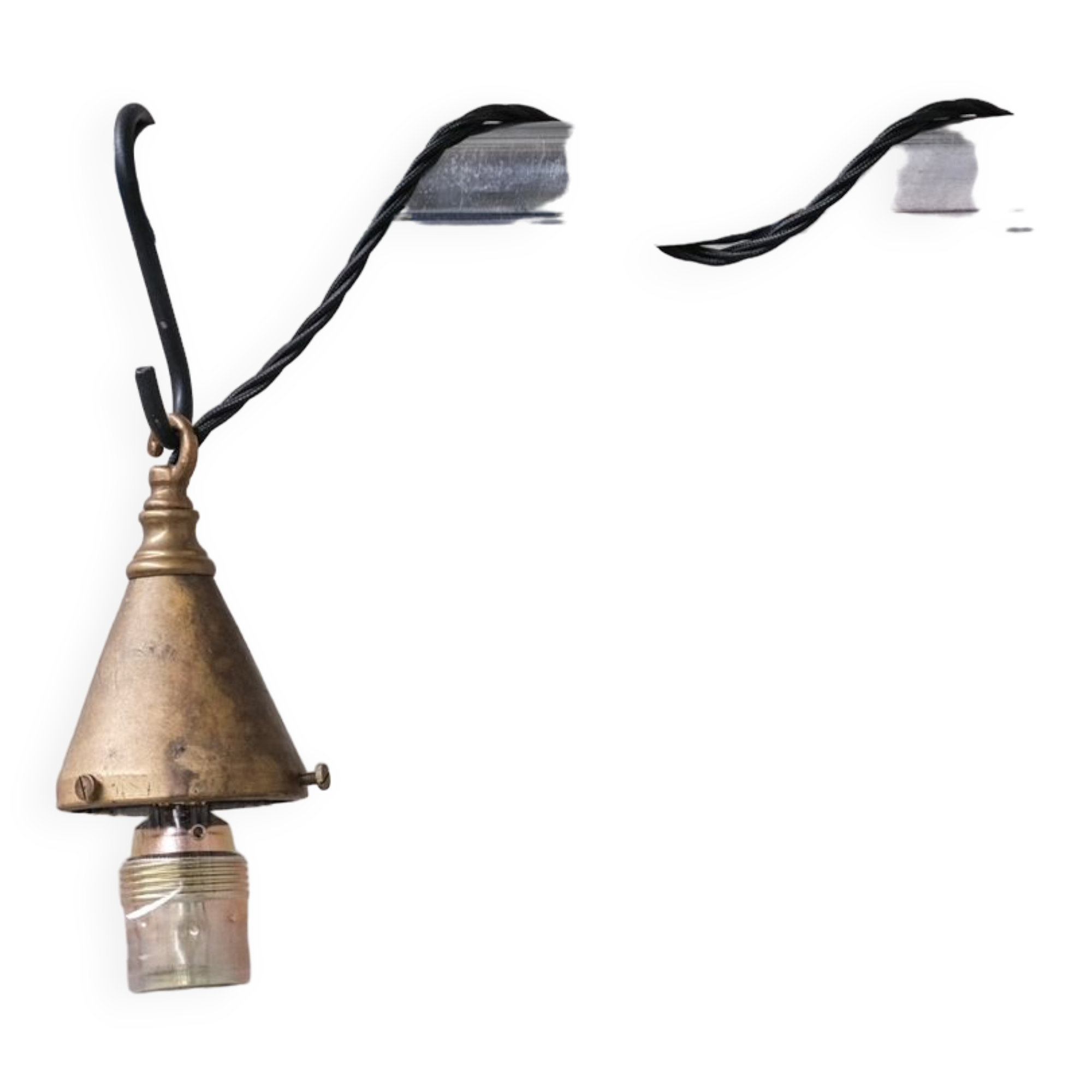 Clear Glass and Brass Bulb Mid-Century French Pendant Light