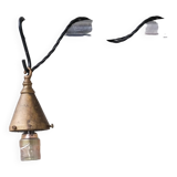Ampoule en verre clair et laiton pendentif français du milieu du siècle