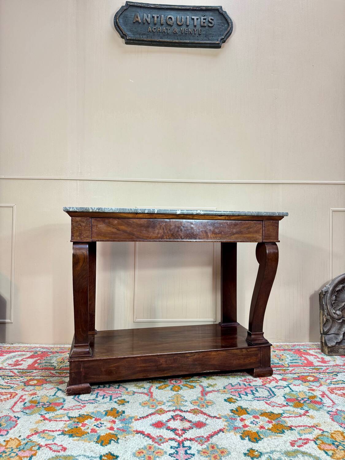 Mahogany Console Table, Restoration Period, 19th Century