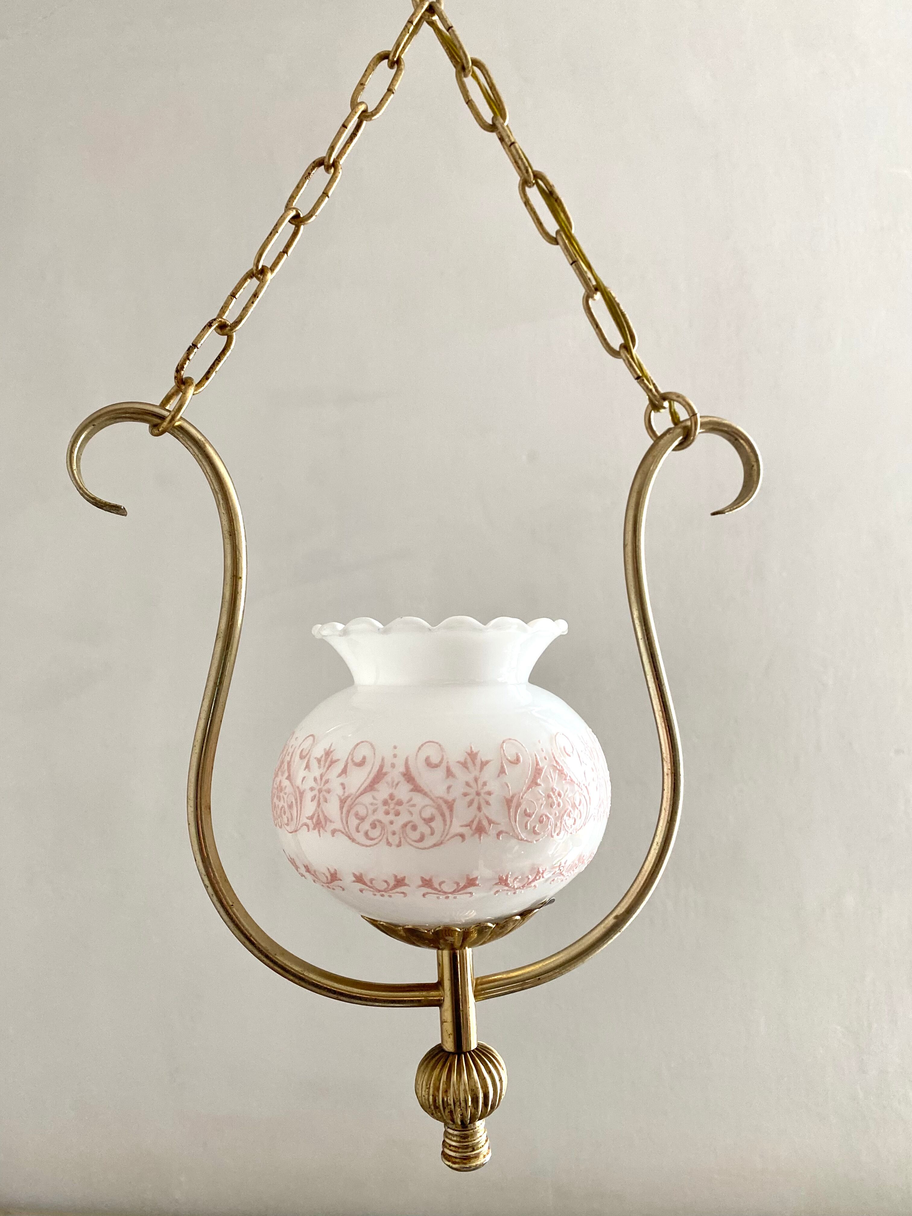 Suspension vintage rose et dorée