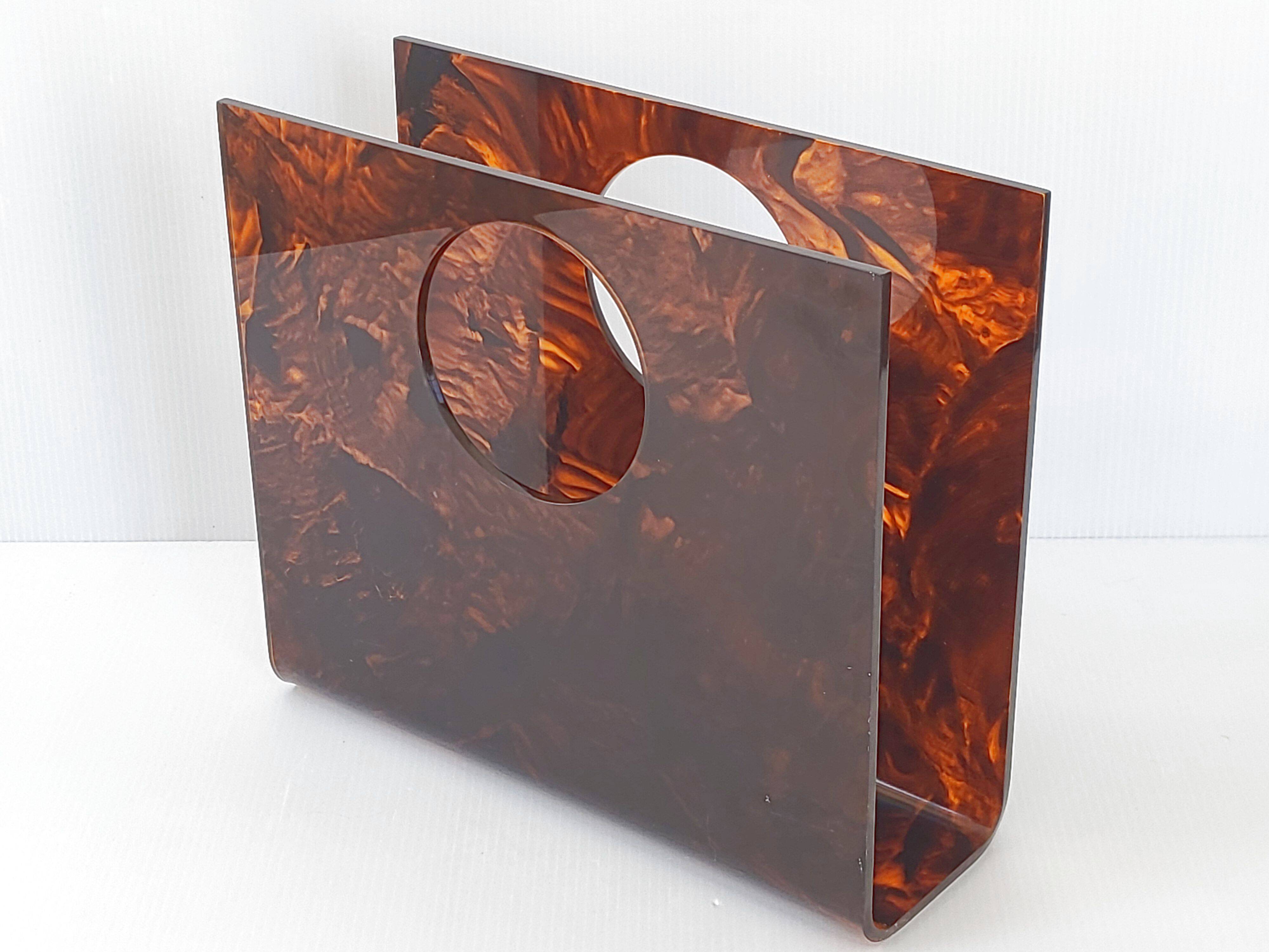 Vintage plexiglass magazine rack 1970