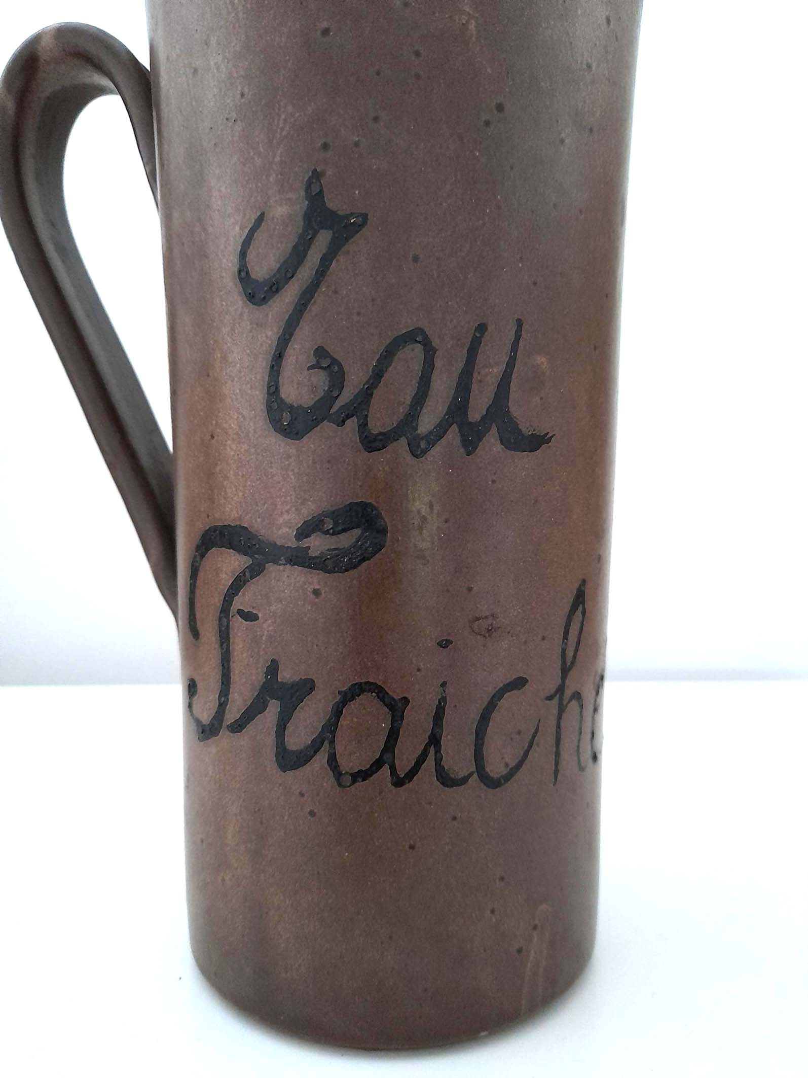 Pitcher carafe fresh water pottery terracotta pottery