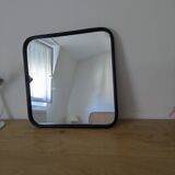 Black metal square mirror, industrial style