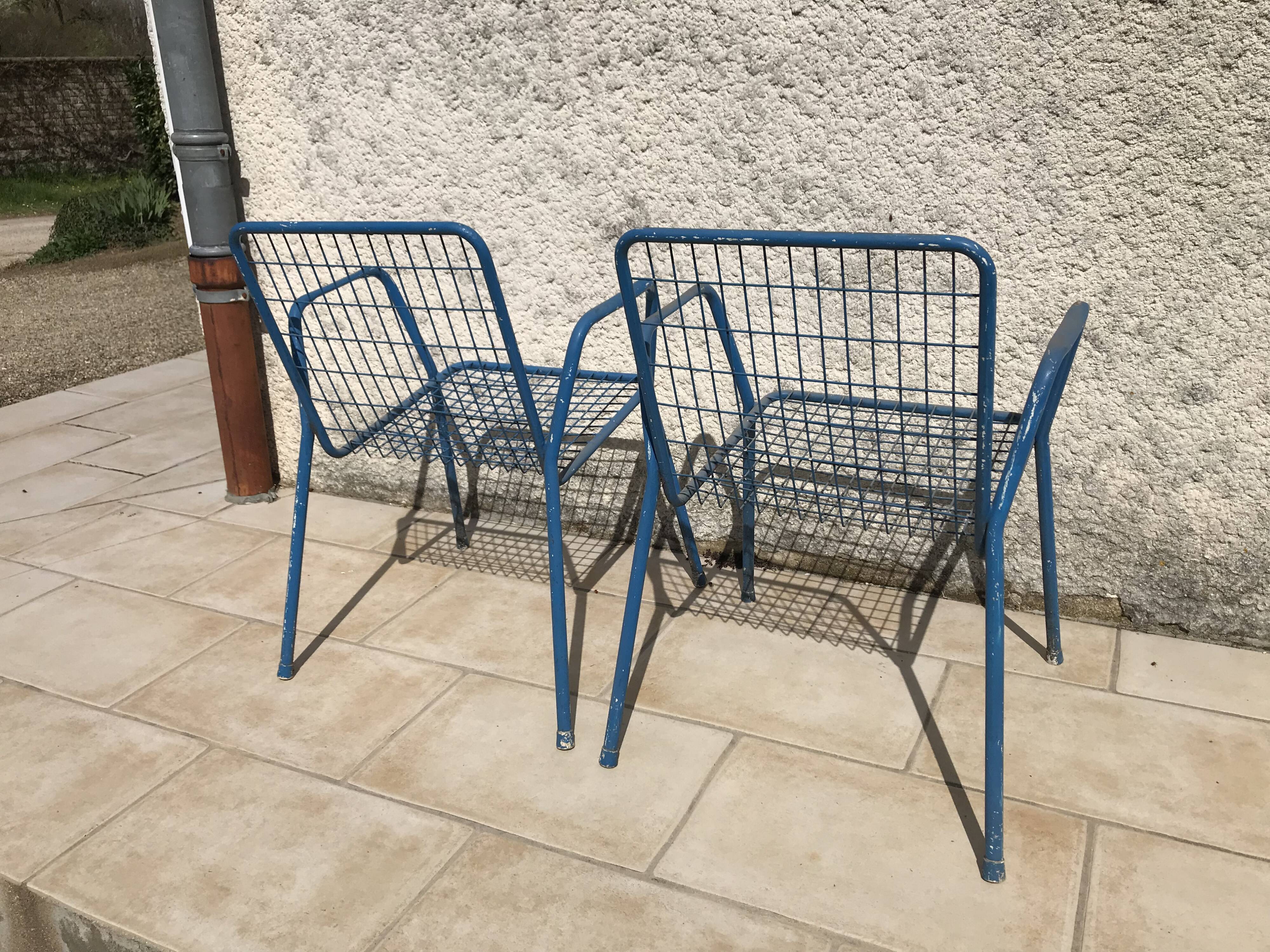 Pair of garden iron armchairs