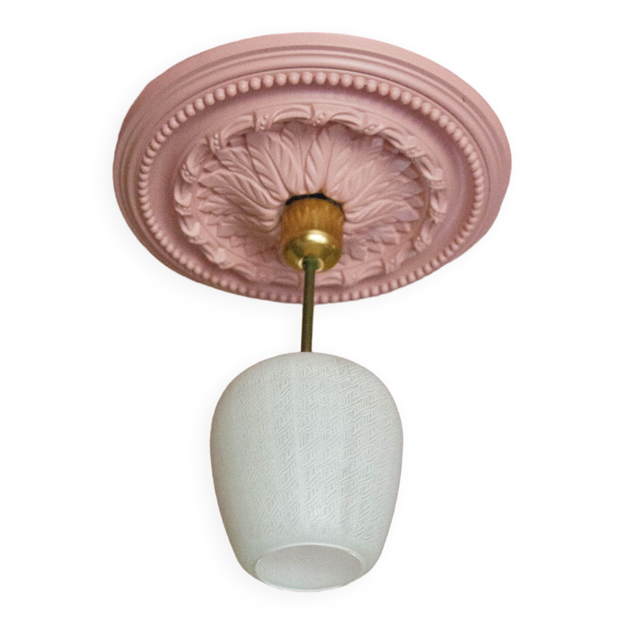 Vintage pendant lamp, opaline glass pendant lamp with patterns, vintage chandelier