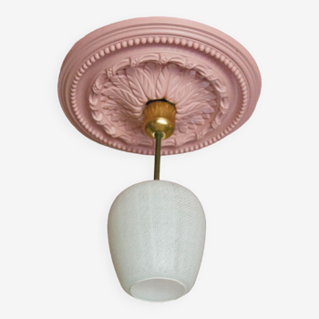 Vintage pendant lamp, opaline glass pendant lamp with patterns, vintage chandelier