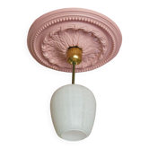 Suspension vintage, suspension verre opalin avec motifs, lustre vintage