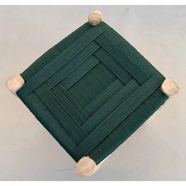 Contemporary Moroccan stool handmade in nylon rope and wood