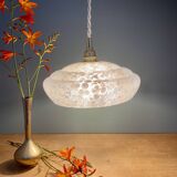 Vintage white Clichy glass lampshade pendant light