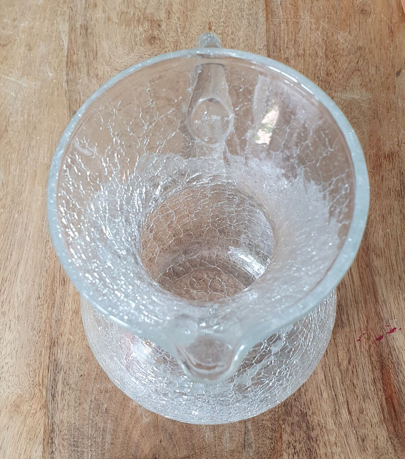 Cracked glass pitcher