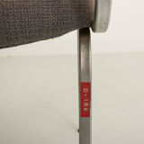 Office chair in chromed steel and grey fabric
