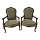 Pair of Louis XV style armchairs in solid walnut, 20th century.