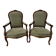 Pair of Louis XV style armchairs in solid walnut, 20th century.