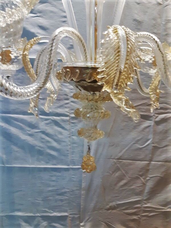 superb great translucent Murano chandelier and gold, old,complete