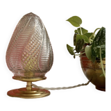 Vintage table lamp in chiseled glass - ogive glass globe