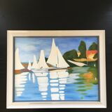 Painting white sailboats