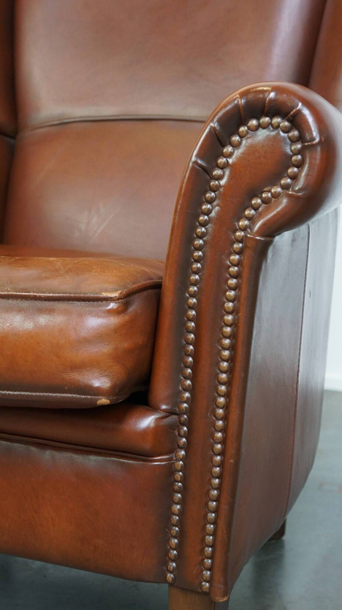 Beautiful classic sheepskin armchair with a beautiful appearance and a comfortable seat