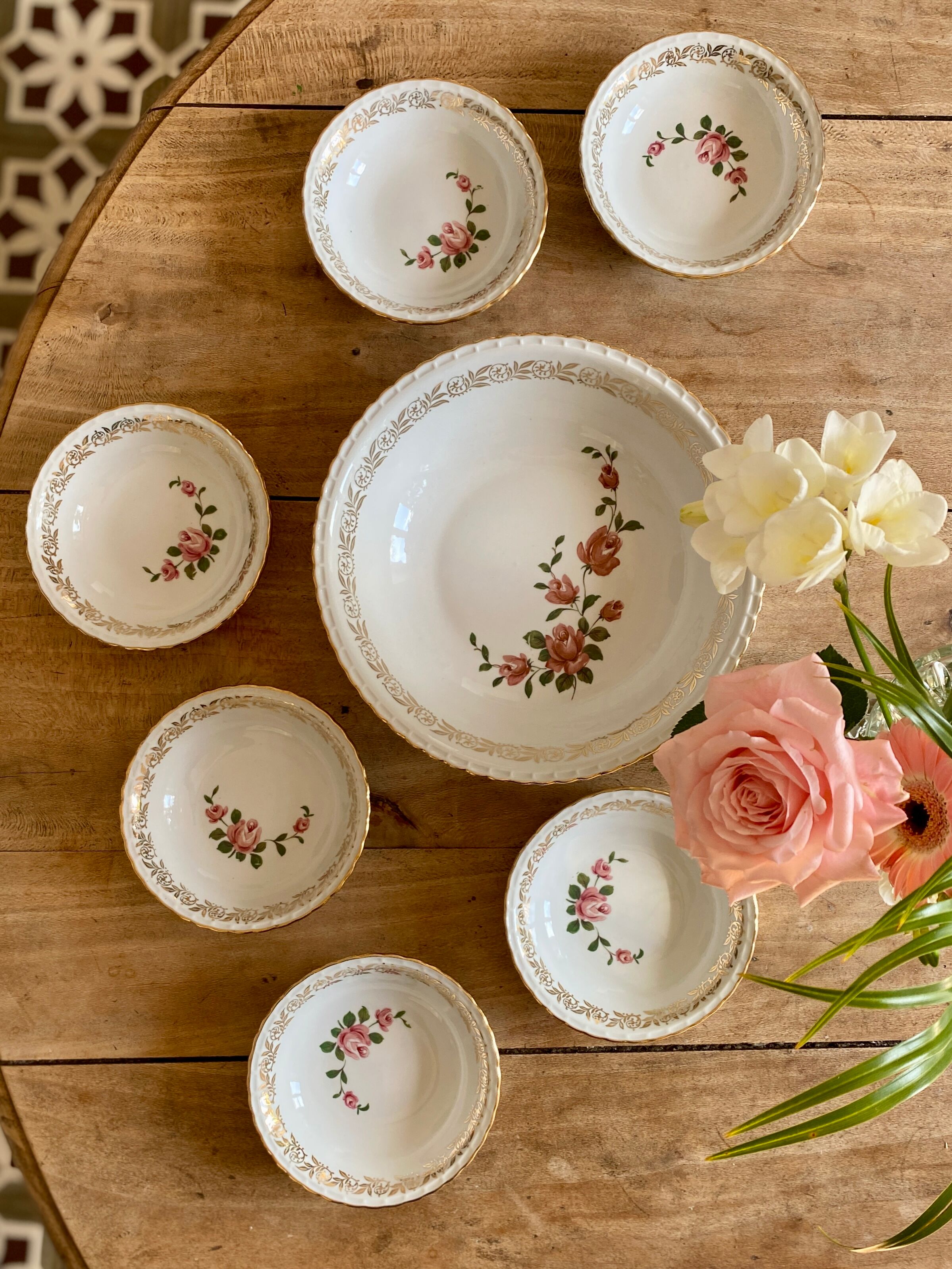 Dessert service or fruit salad in French porcelain