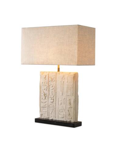 Pair of table lamps in sandstone and brushed brass