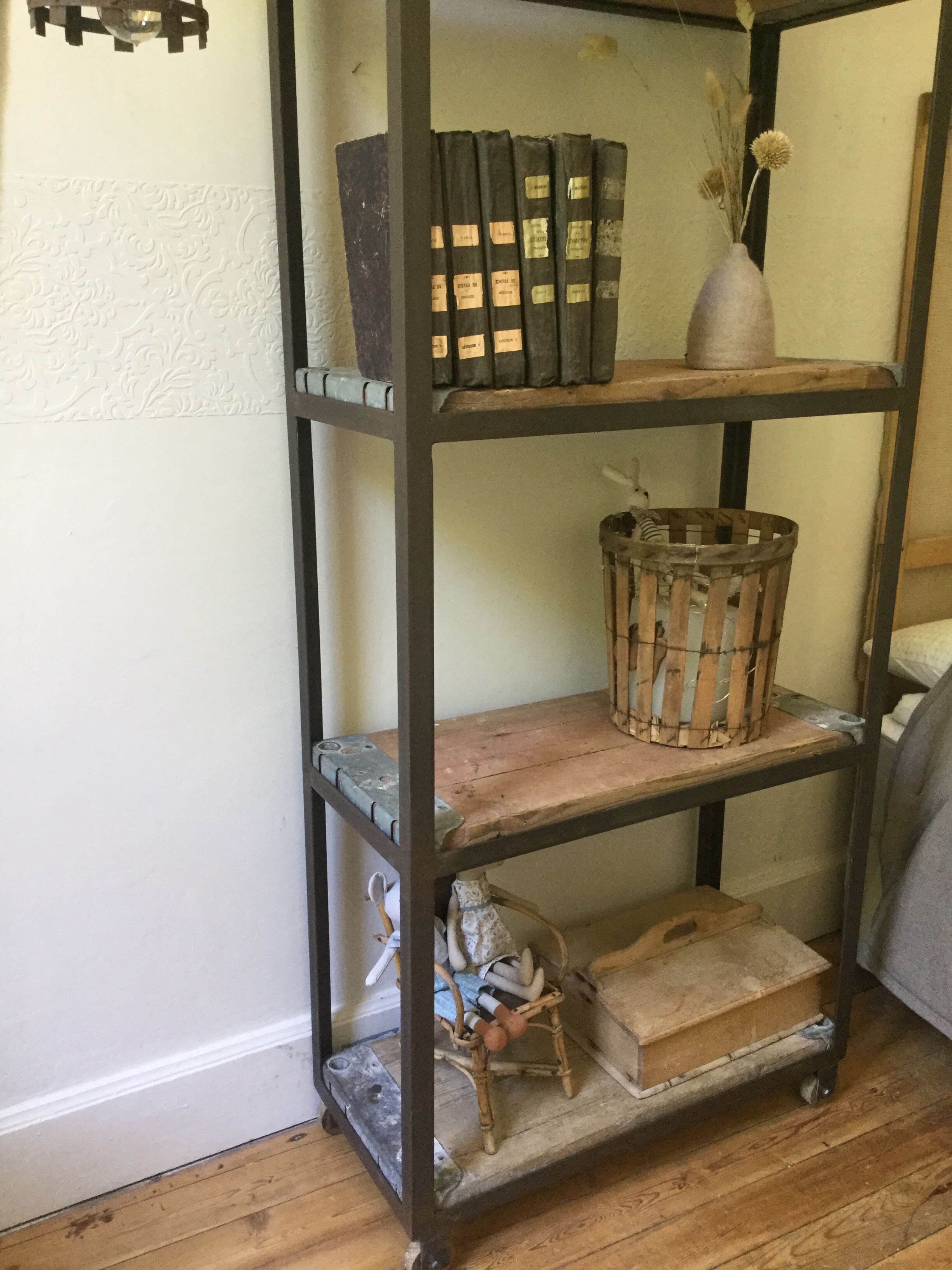 Industrial wood and iron shelf