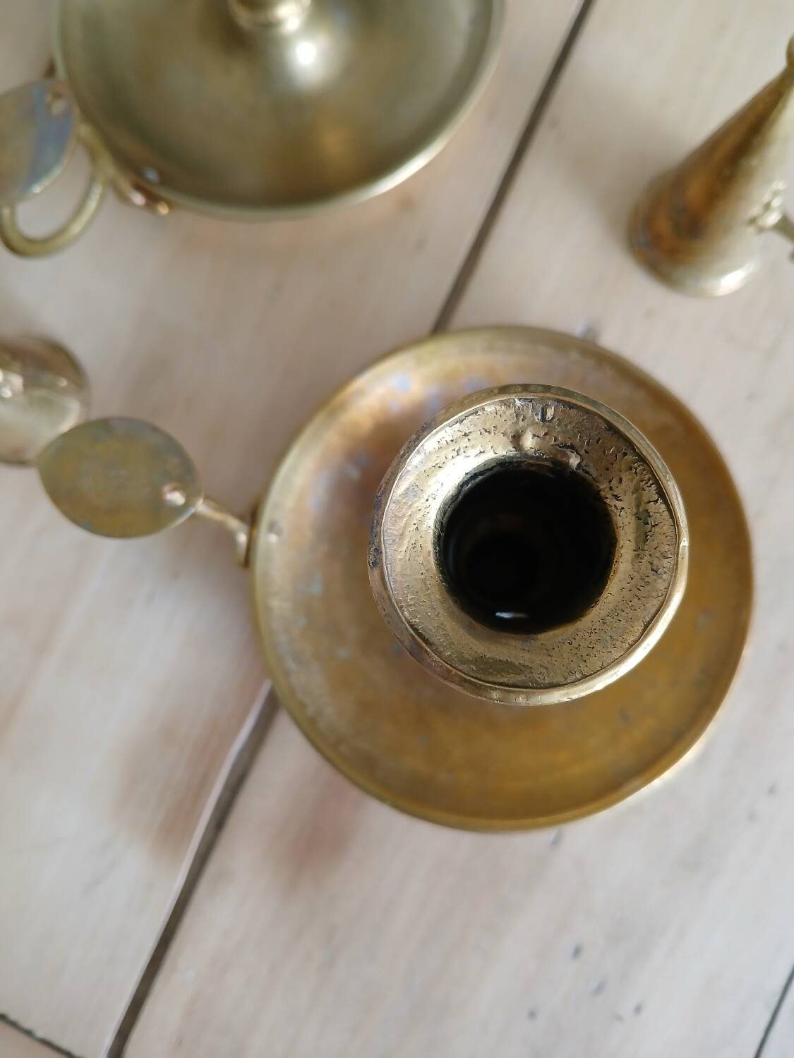 Set of 2 brass cellar rat candlesticks