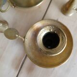 Set of 2 brass cellar rat candlesticks