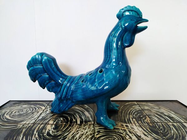 Pique fleurs céramique coq 1960