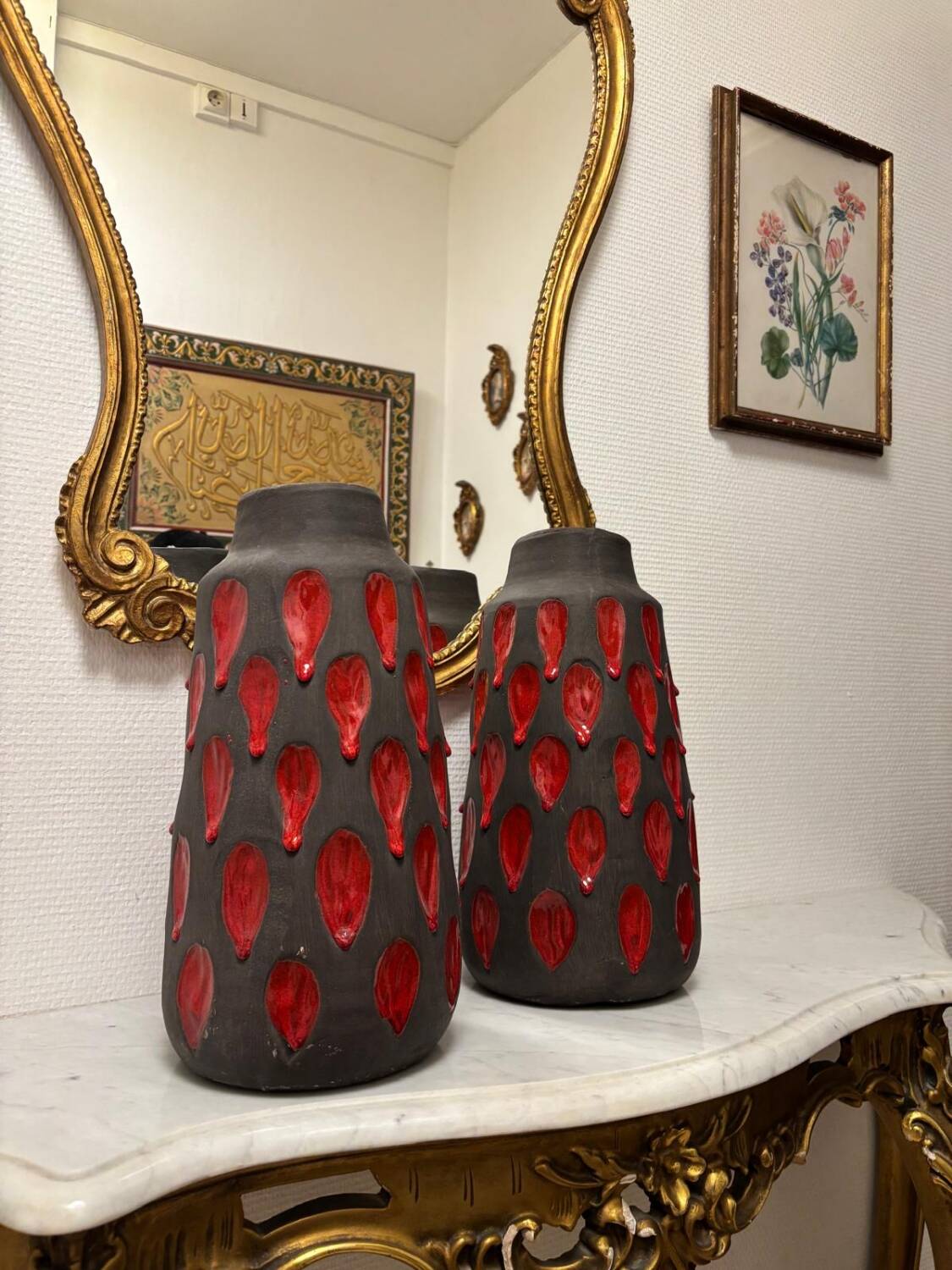 Pair of "drippy" ceramic vases by Tyson LONDON