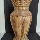 large braided bamboo vase