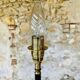 Vintage floor lamp, brass decorations, tripod legs circa 1960's