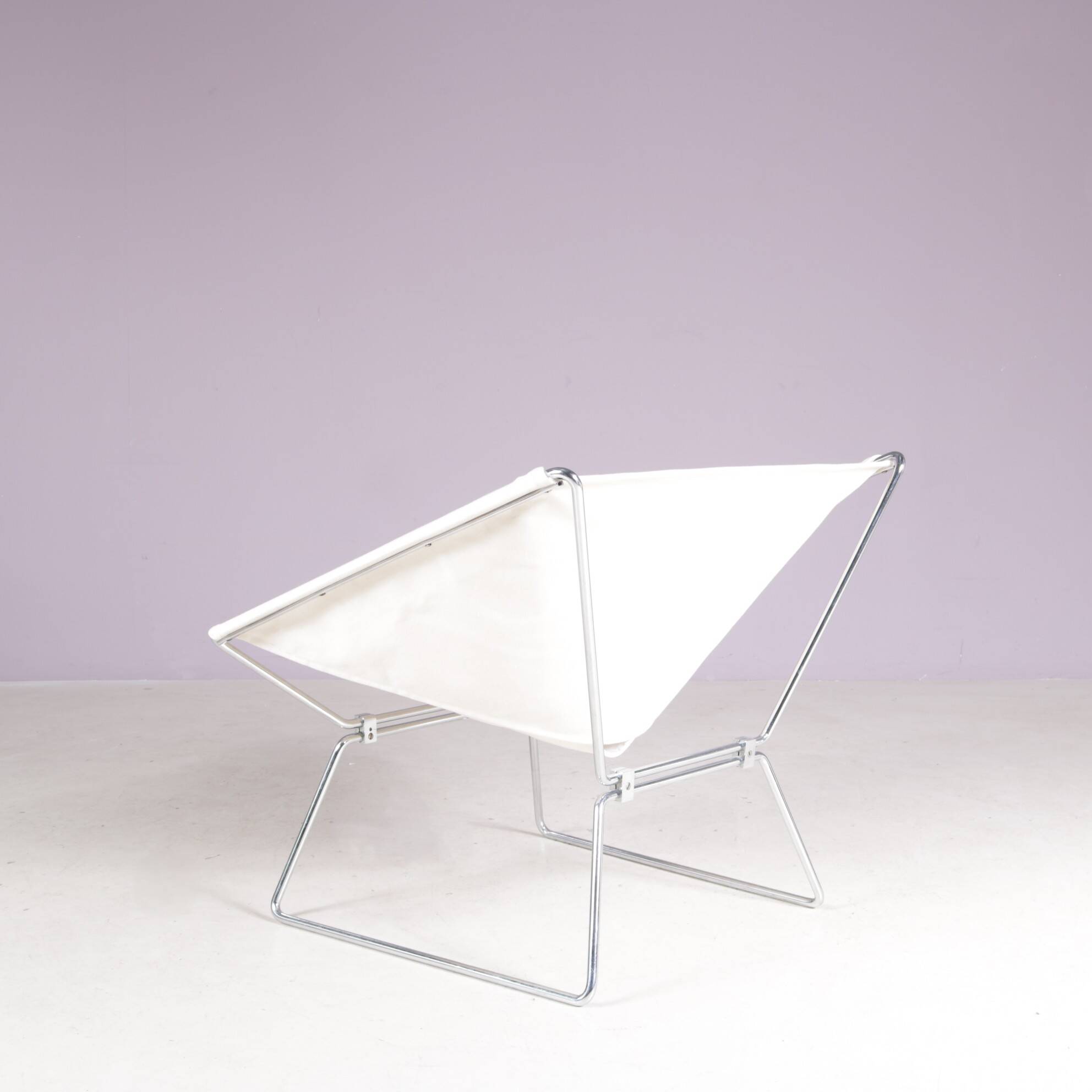 1950s easy chair AP 14 white canvas Pierre Paulin for A. Polak Netherlands