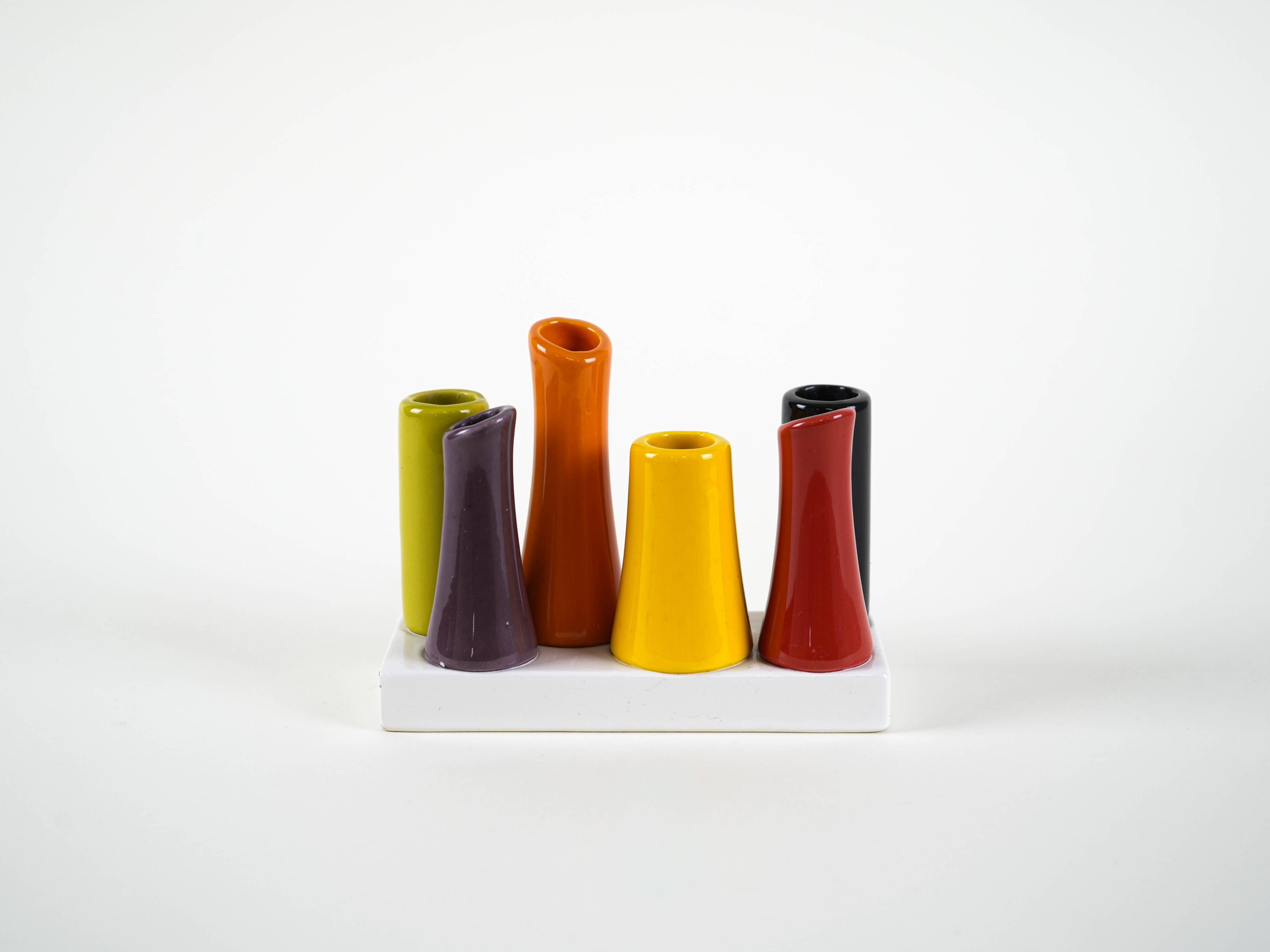 Ensemble de vases soliflores, Danemark années 1970