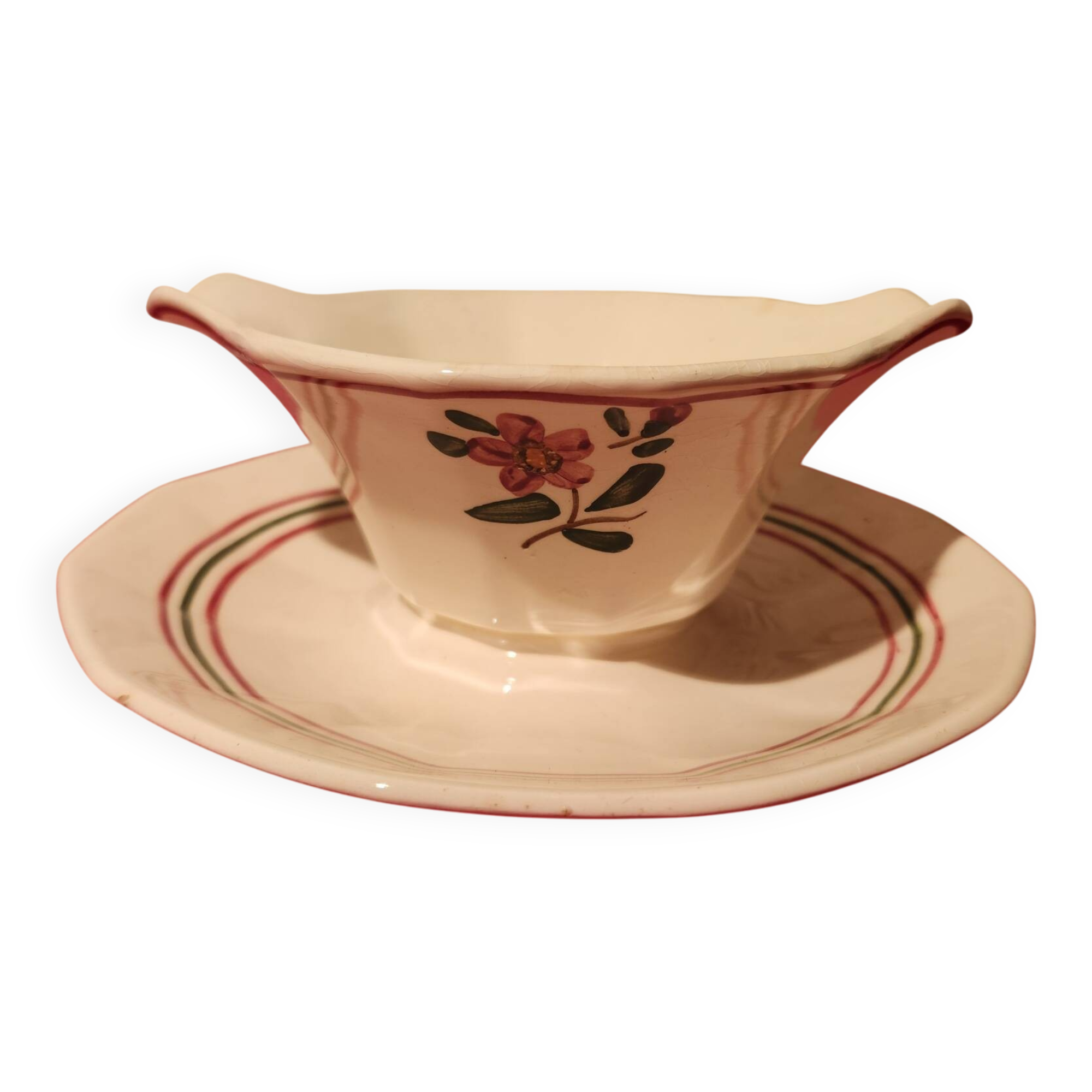 Armelle sauce boat Sarreguemines hand-painted