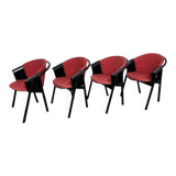 Modern Chairs in Lacquered Wood and Fabric from Pozzi & Verga, 1970s, Set of 4