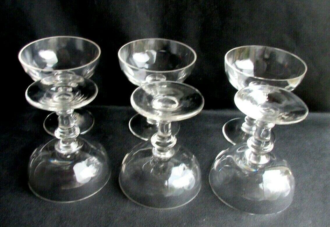 6 baccarat art nouveau champagne glasses colourless crystal trimmed, baluster foot