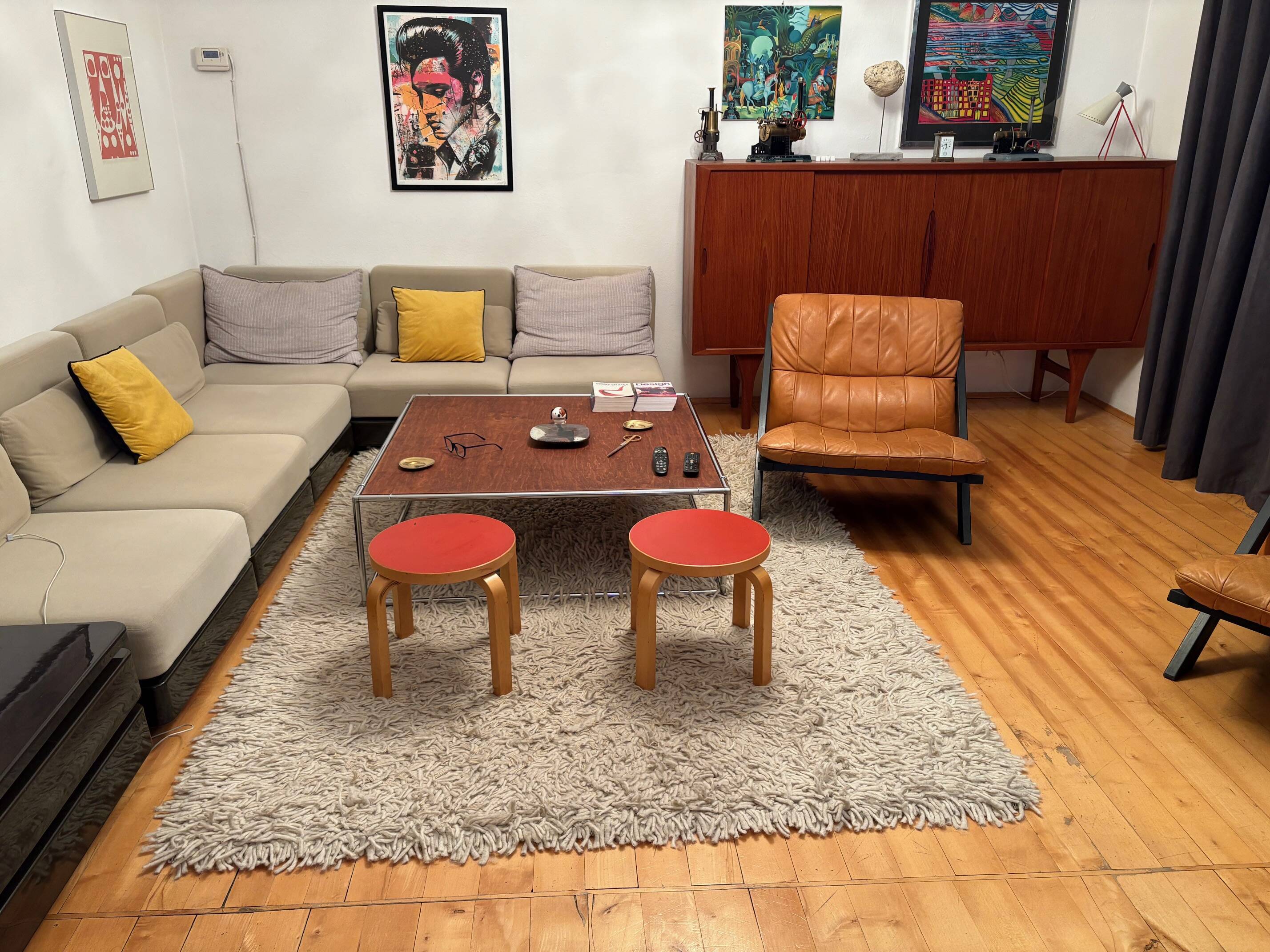 Pair of NE60 stools designed by Alvar Aalto, Artek, Finland, 1980s