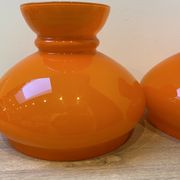 duo of Abat jour in vintage orange opaline glass