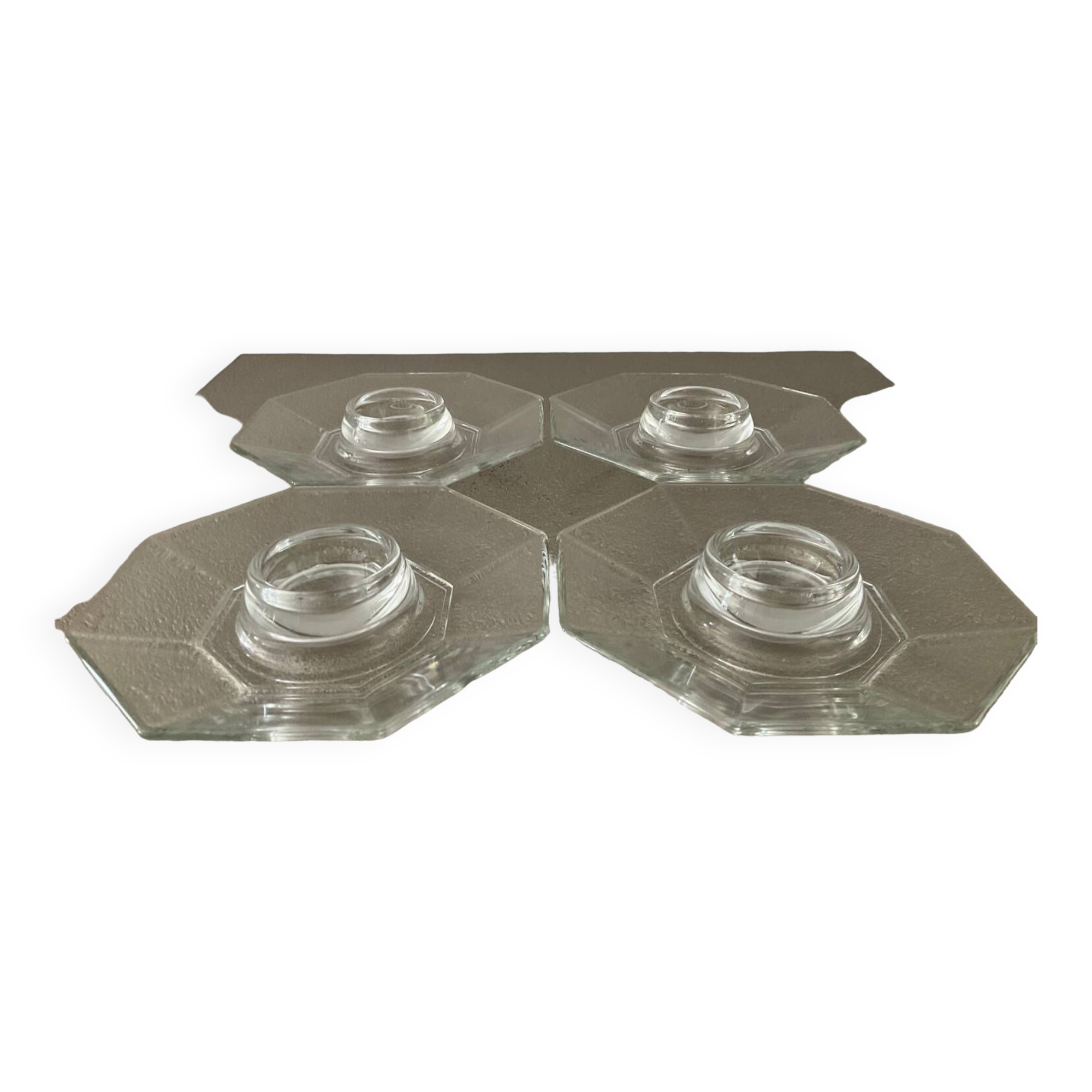 Series of 4 vintage octagonal egg cups France