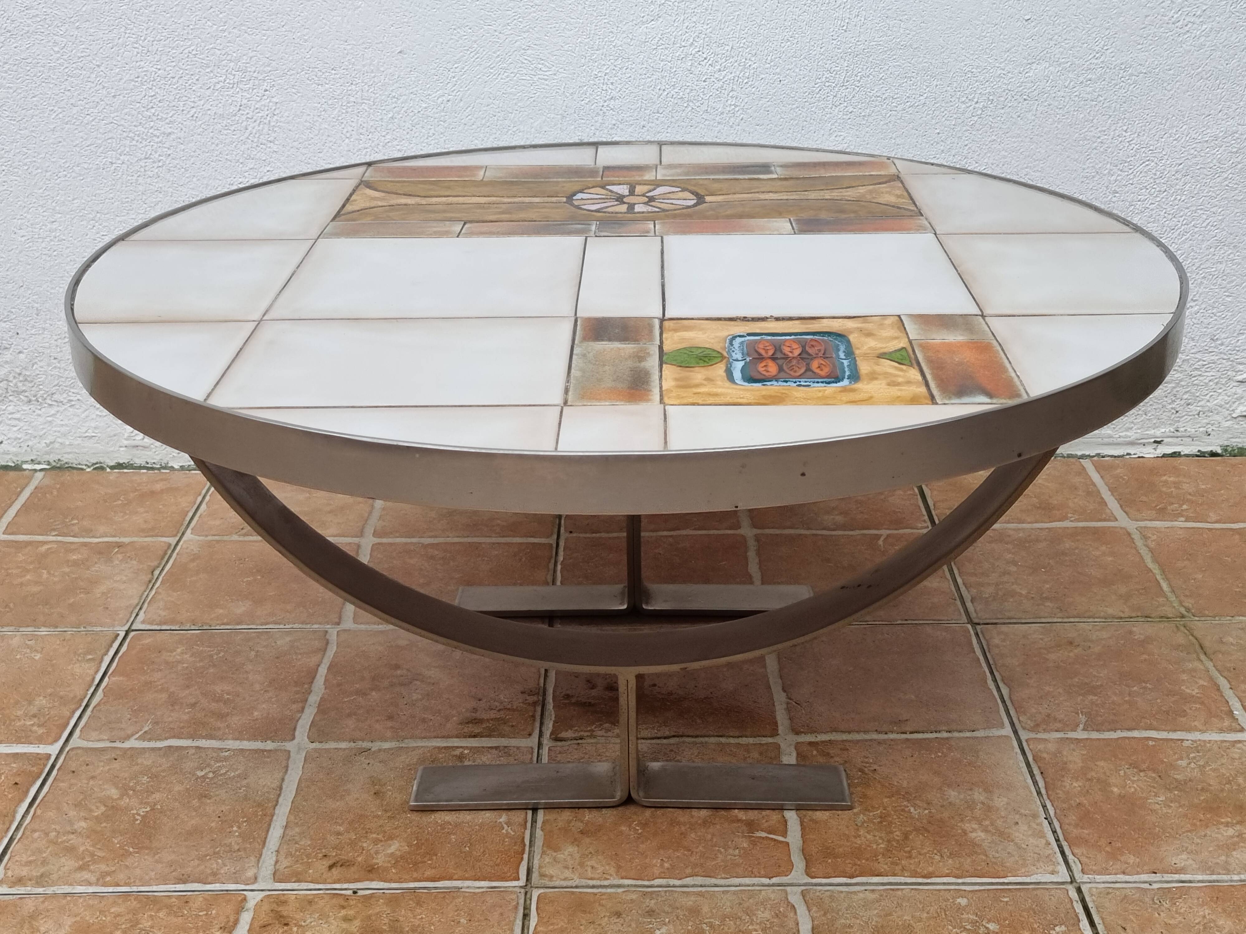 Jean Gregorieff Roche Bobois coffee table from the 70s, ceramic, 77 cm