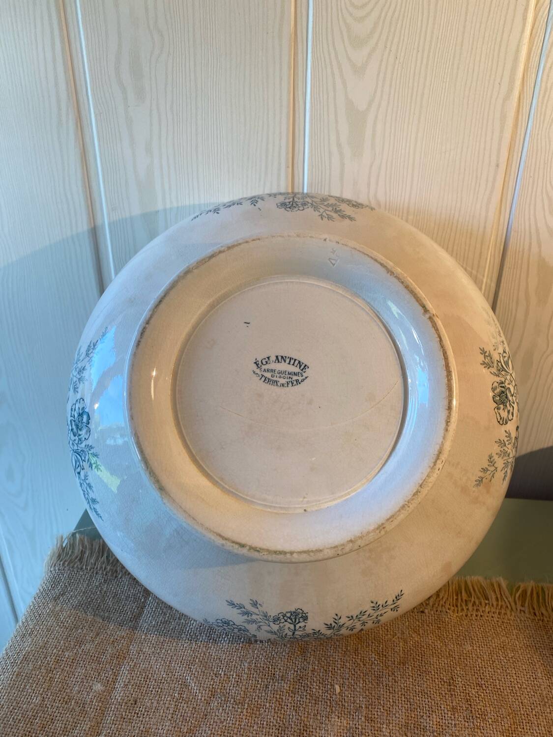 Large iron earth salad bowl Sarreguemines