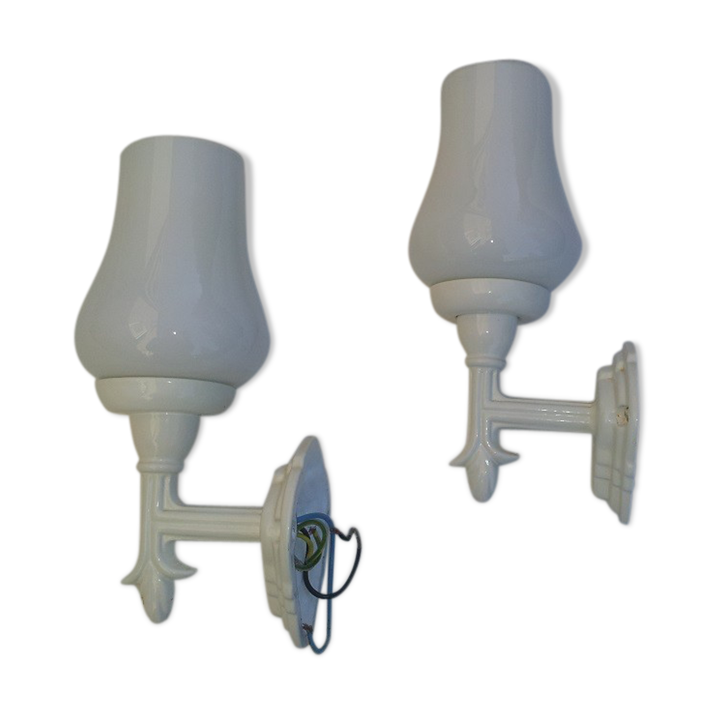 Pair of white wall sconces