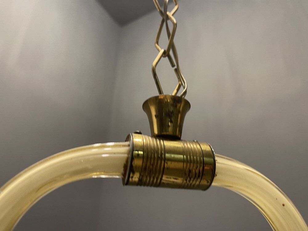 Yellow Italian Murano Glass Pendant Light