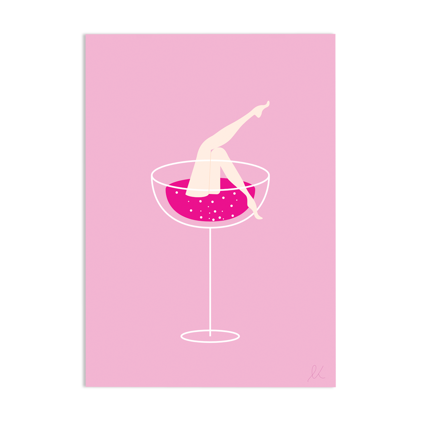 Illustration-pink champagne A4 size, 21X 29.7 cm
