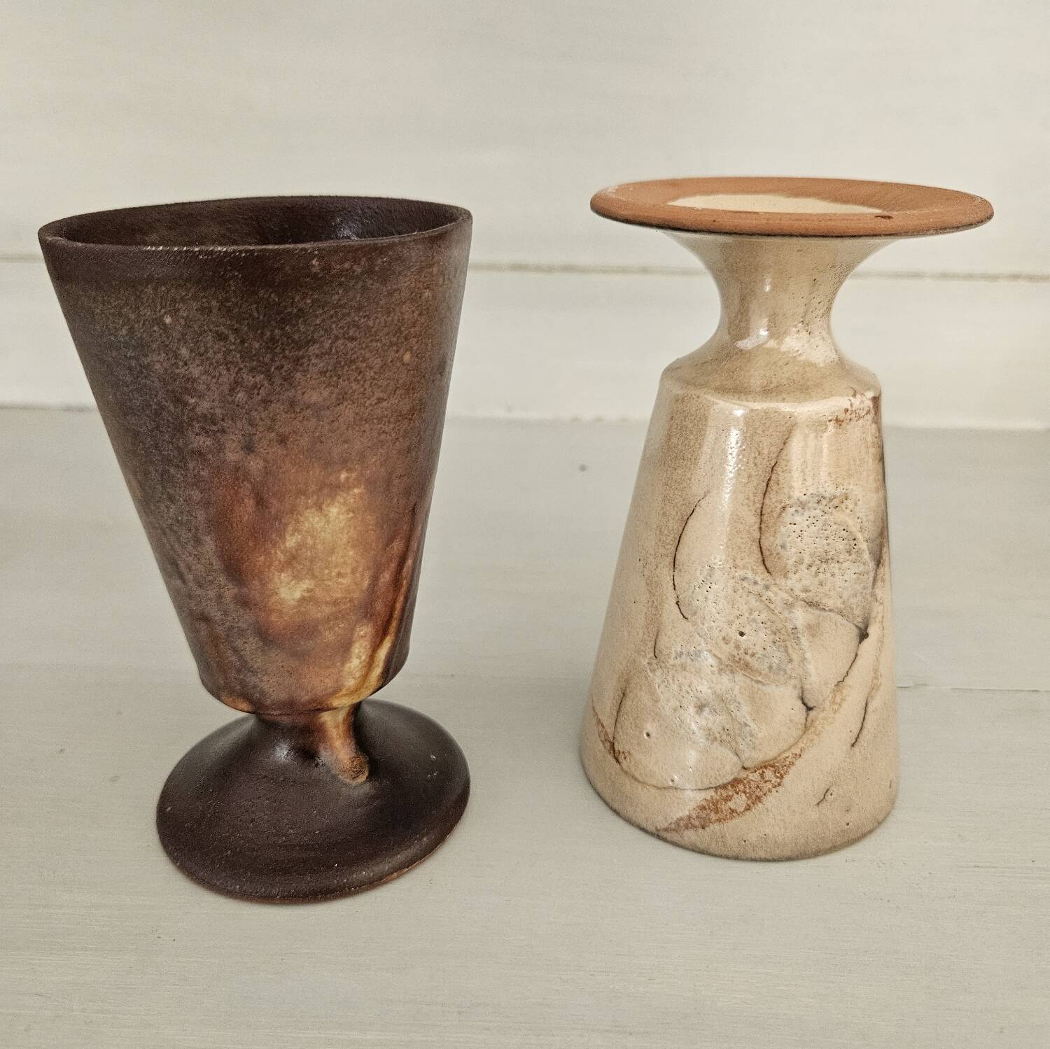 Pair of glazed stoneware mazagrans - Vintage, 1970s