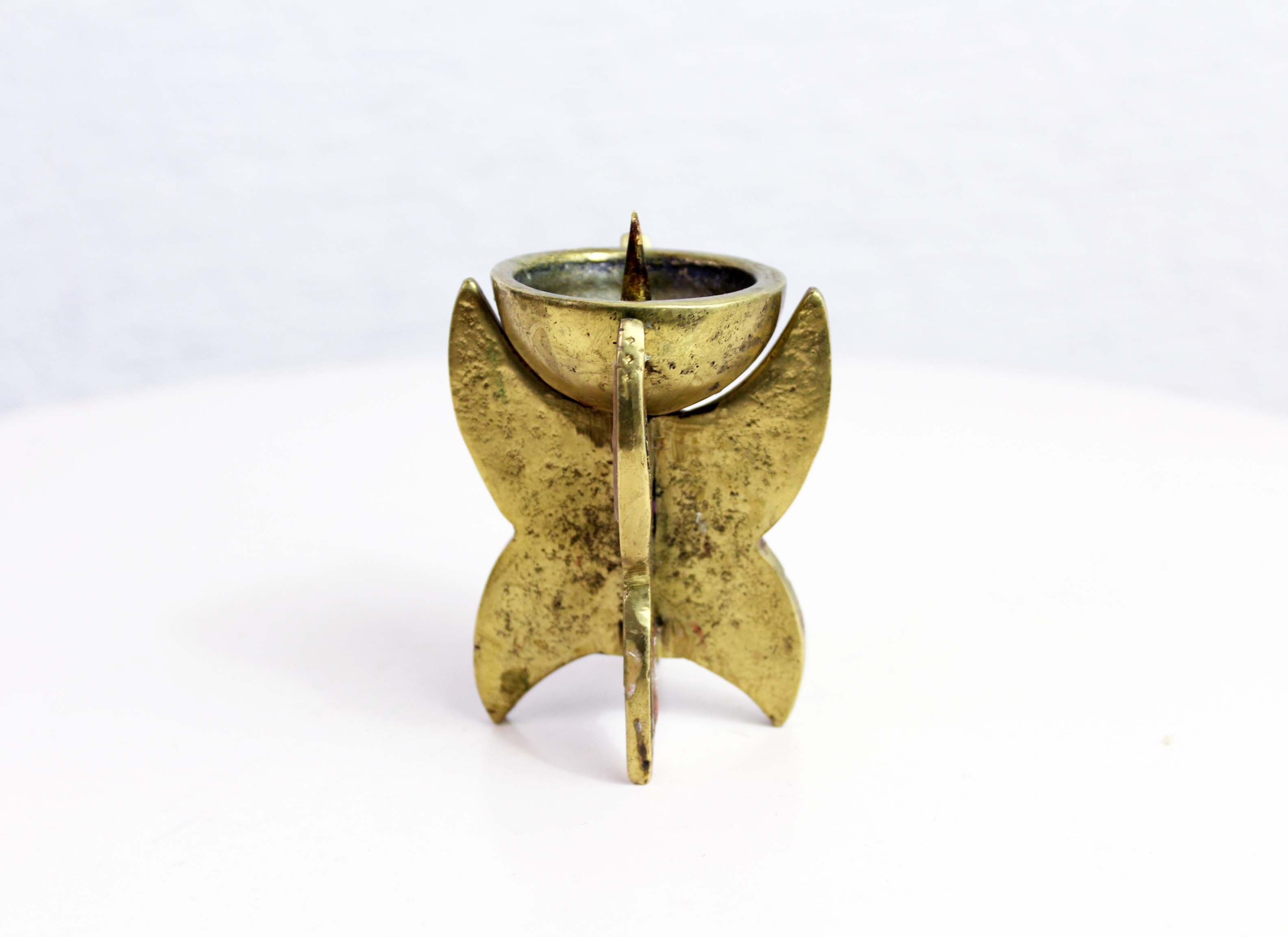 Brutalist candleholder bronze