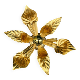 Vintage gold leaf metal flower ceiling light Florentine wall sconce