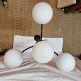 Space Age chandelier with 4 opaline spheres